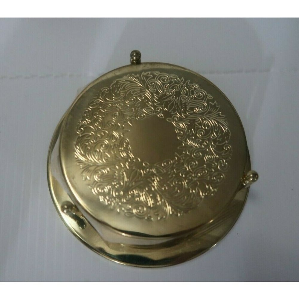 The Connoisseur Collection 6 Piece Brass Coaster Set in Holder Motif Floral